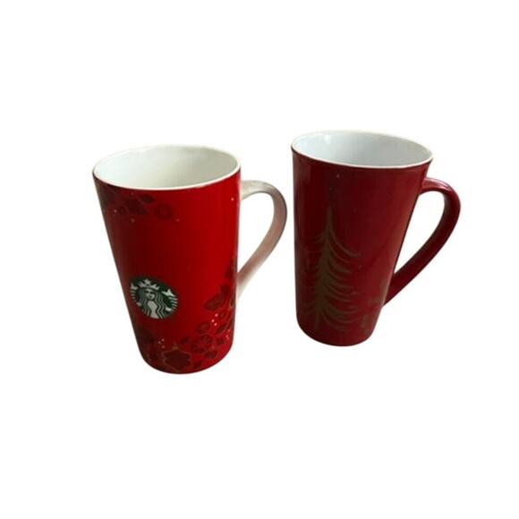 Set of Starbucks tall holiday mugs w handle Christmas festive holiday coffee cup - Picture 1 of 11